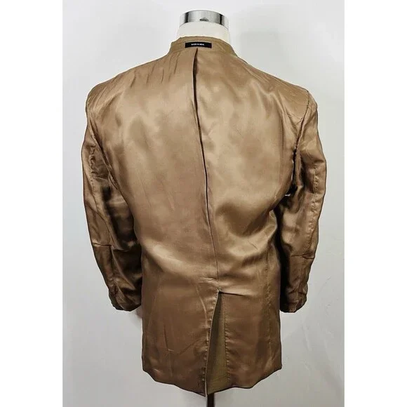 Chaps 40R Suit 32x28 Flat Front Beige 100% Wool Two Button Lined Vented